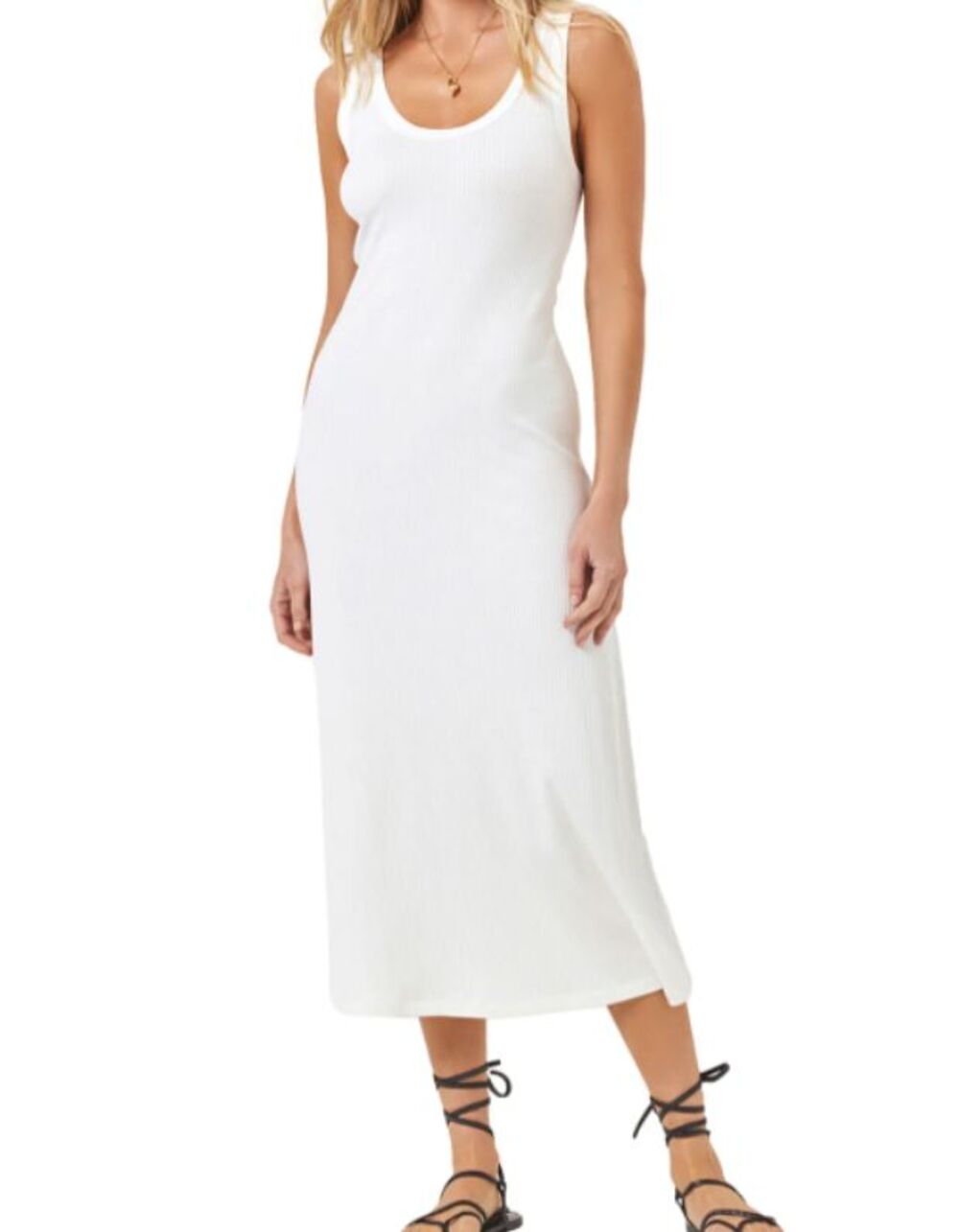 L*SPACE Jenna Midi Dress S White Ribbed Beach Resort Vacation Summer Boho NWOT
